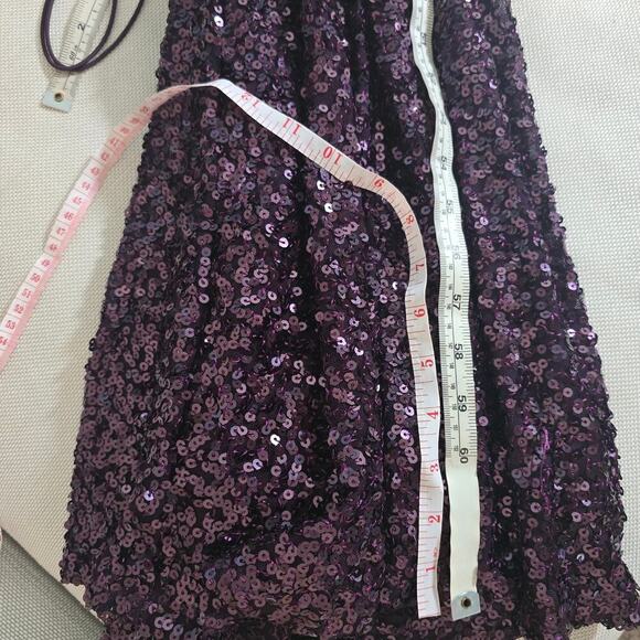 Plum Esperanza Formal Sleeveless A-line Front Slit Sequin Long Dress Sz XS (759) - Picture 5 of 14